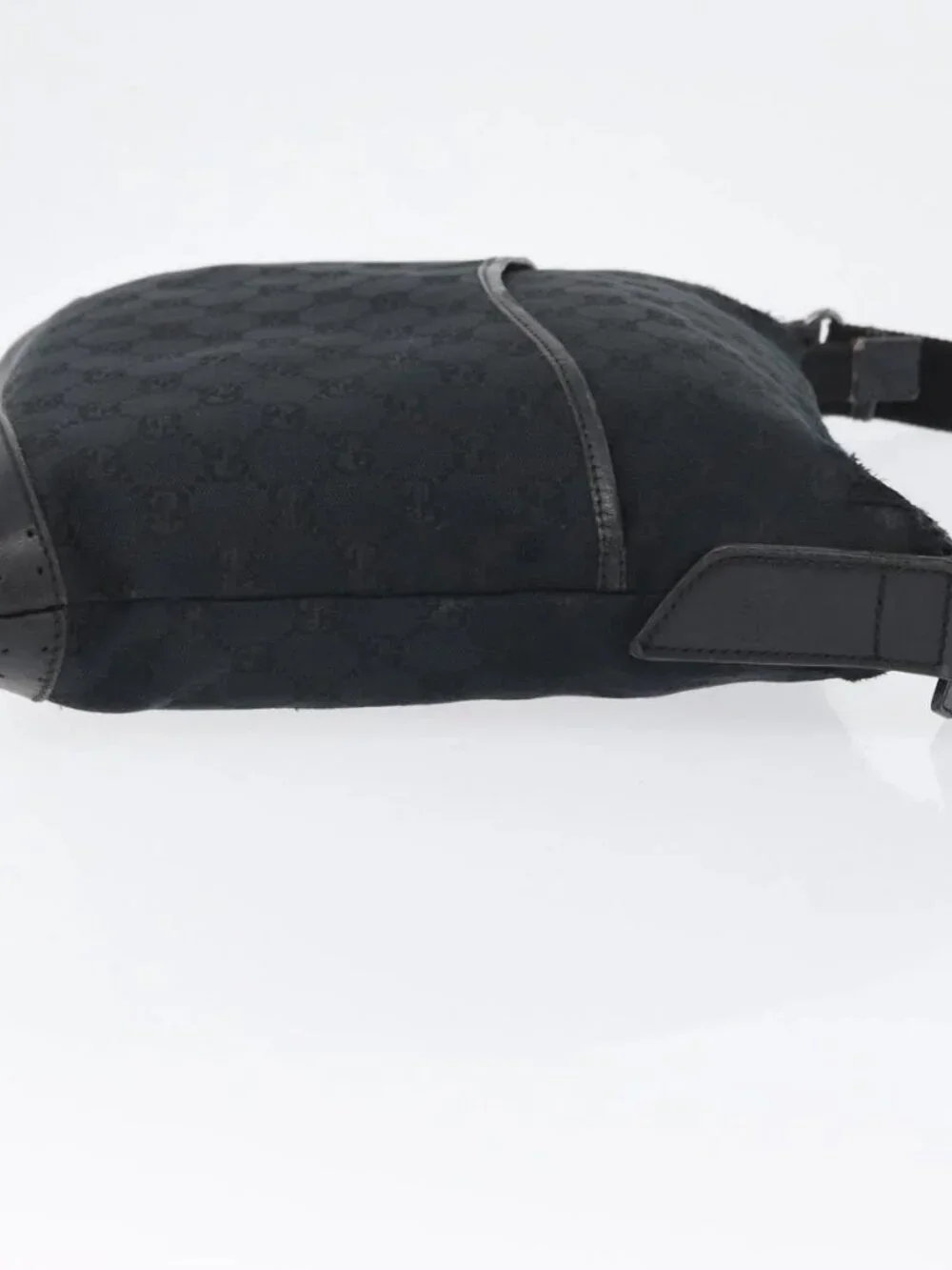 GUCCI GG Canvas Shoulder Bag Black Silver 145857 Auth ti3750